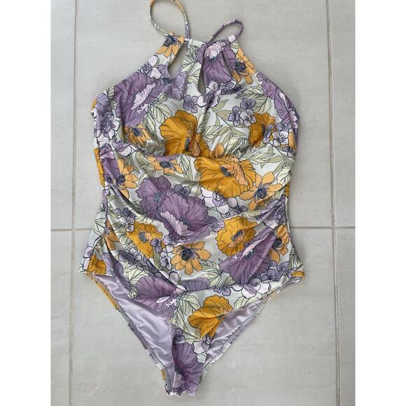 Cupshe Swim One Piece Swimsuit Tropical Print Scoop Back Swimwear - Picture 1 of 11